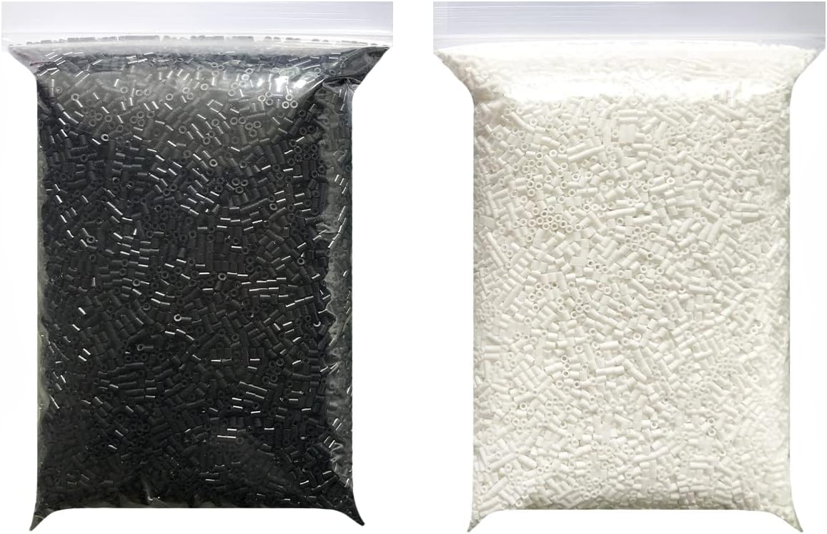 Solo cuentas blancas y negras: pequeñas cuentas fusibles de 2,6 mm de calidad prémium, paquete de 2