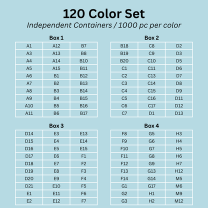 120 Farben Bügelperlen Premium-Set – 1000 Perlen pro Farbe mit Einzelbehältern








