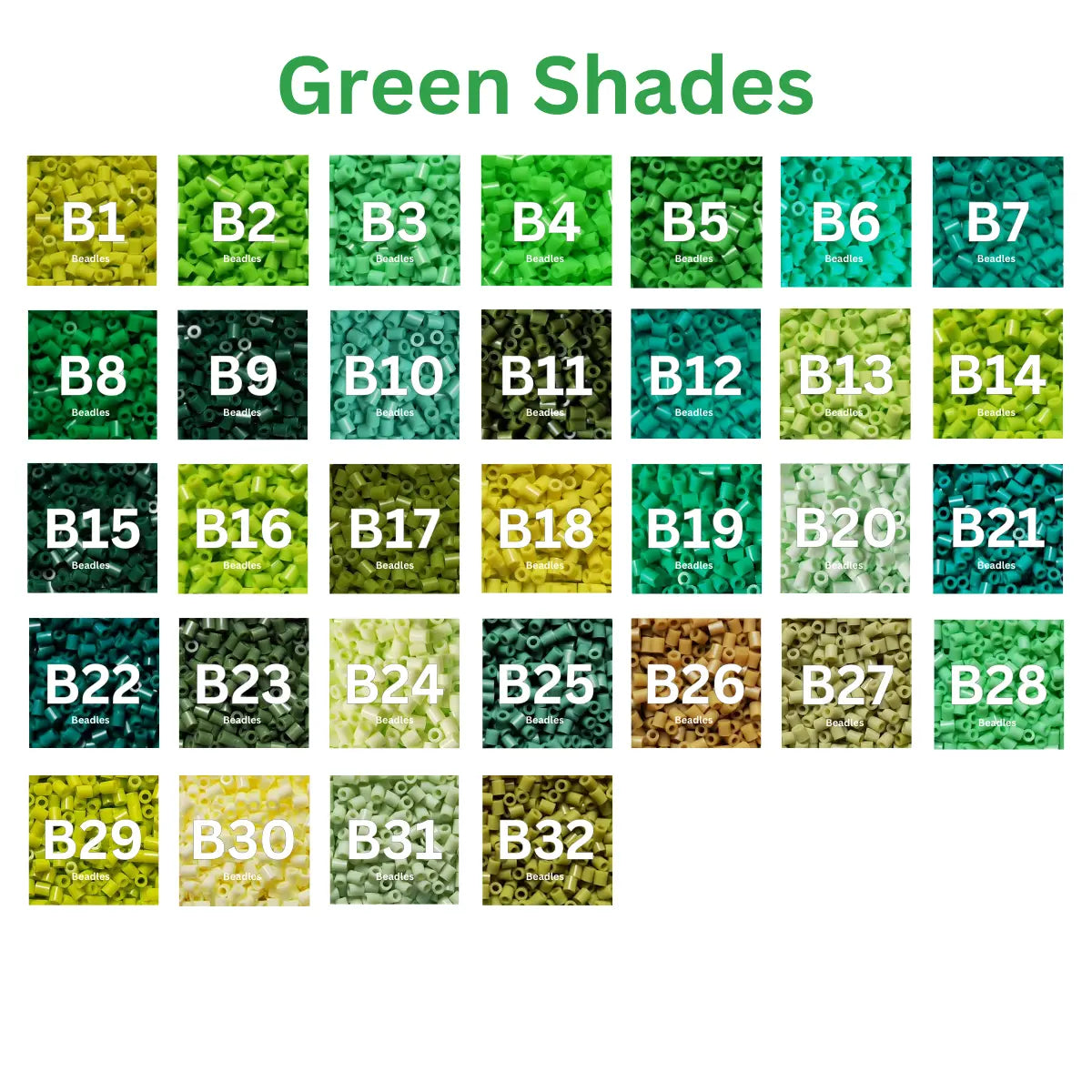 Beadles Green Beads - 2.6mm Mini Fuse Beads 1000PCS Green Shades