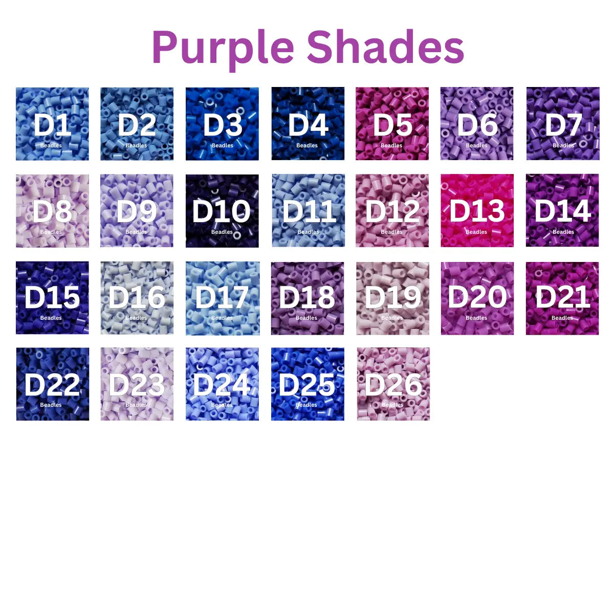 Beadles Purple Beads - 2.6mm Mini Fuse Beads 1000PCS Purple Shades