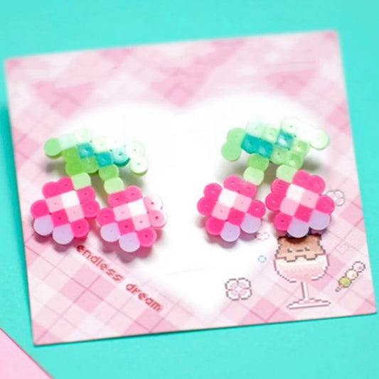 🍒 Cherry Perler Bead Earrings 🍒