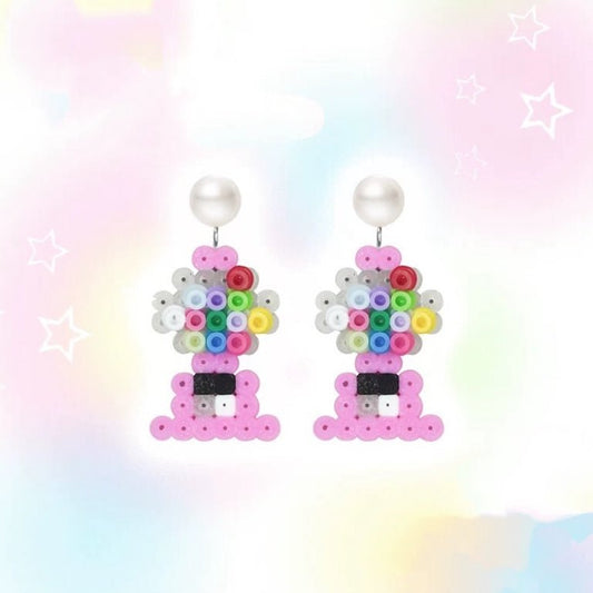 🎰 Perler Bead Gashapon Machine Stud Earrings 🎰 - Omamori Shop