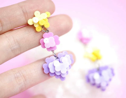 🌸 Perler Bead Pixel - Style Flower and Heart Earrings 💖 - Omamori Shop