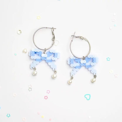 🎀 Pixel - Style Perler Bead Bow Earrings 🎀 - Omamori Shop