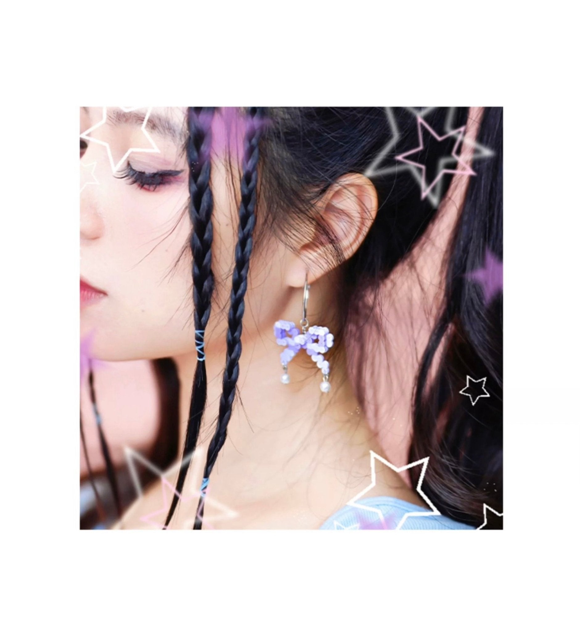 🎀 Pixel - Style Perler Bead Bow Earrings 🎀 - Omamori Shop