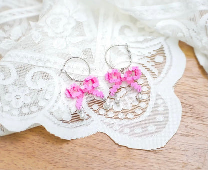 🎀 Pixel - Style Perler Bead Bow Earrings 🎀 - Omamori Shop