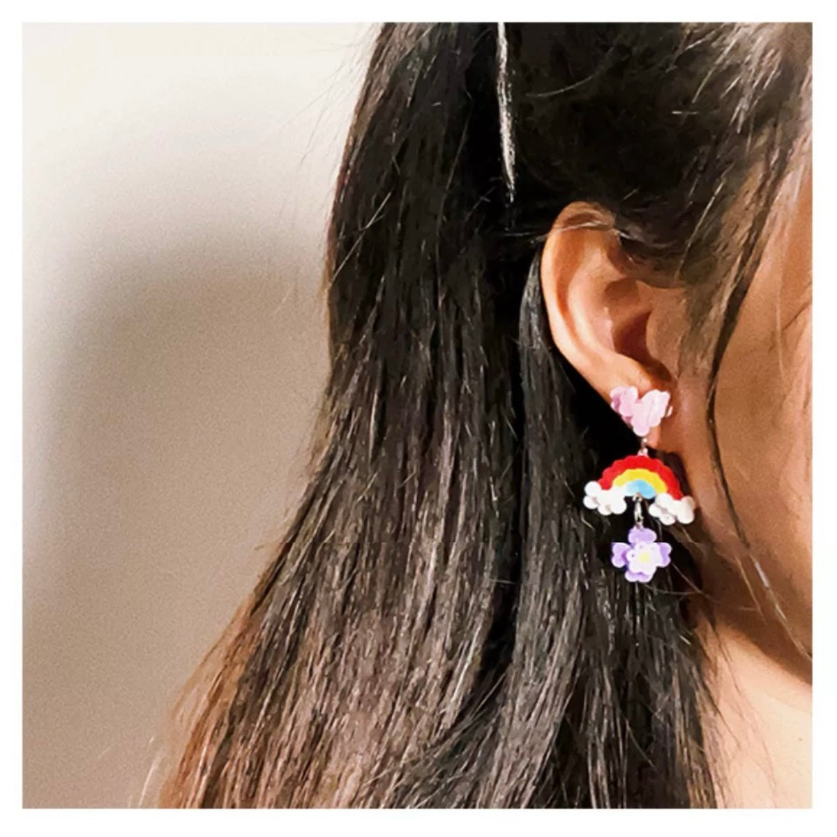 🌈 Rainbow Cloud Perler Bead Stud Earrings ☁️