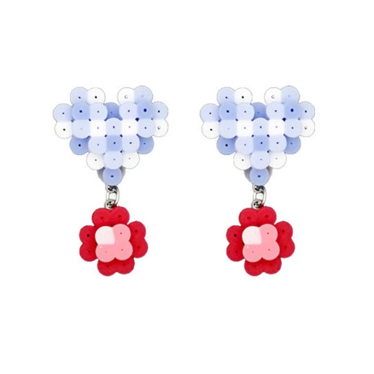 🌺 Pixel-Style Red Flower Perler Bead Stud Earrings 🌺