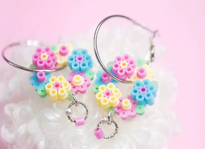 🌸 Pixel-Style Flower Wreath Perler Bead Earrings 🌸